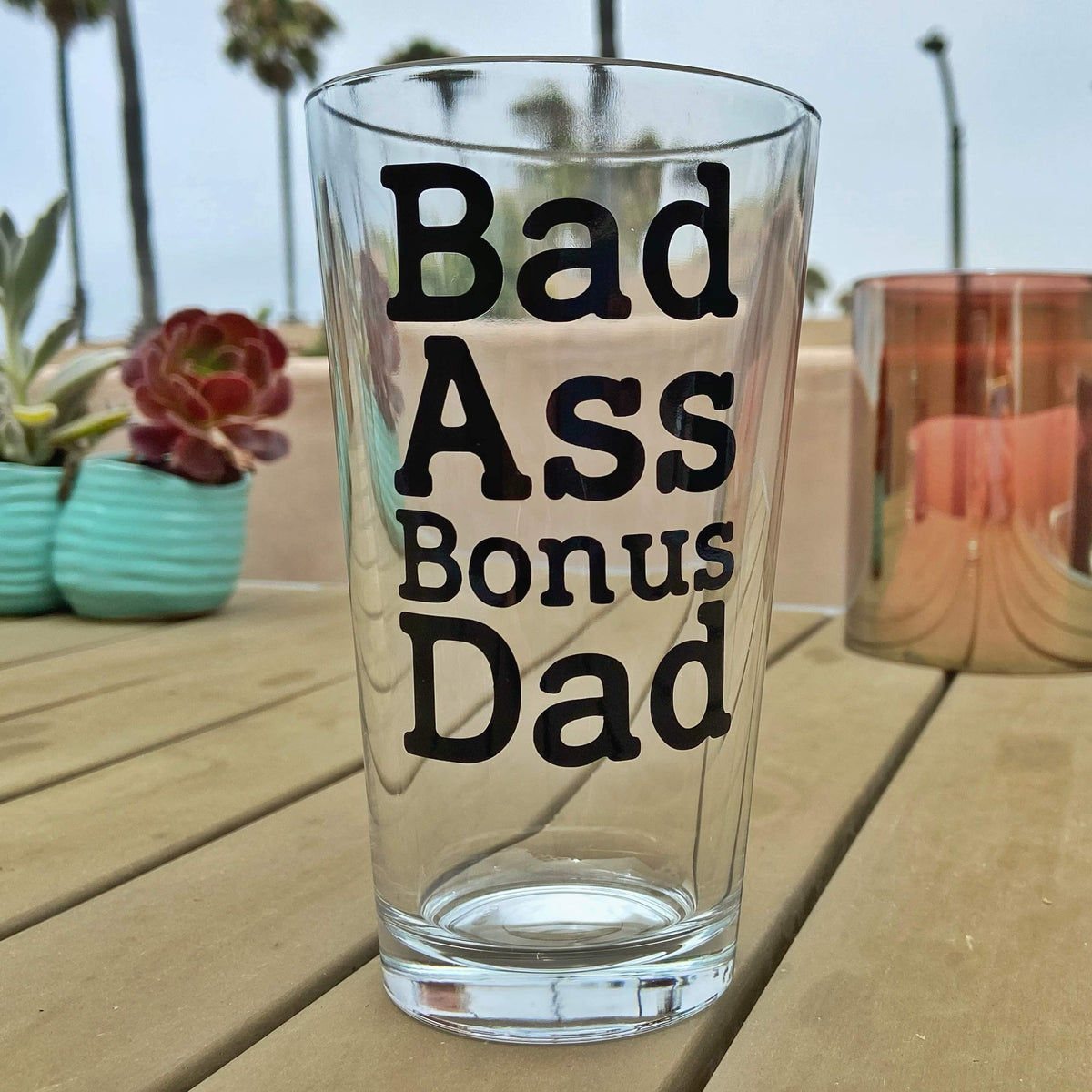 Step Dad Gift 16oz pint glass front view