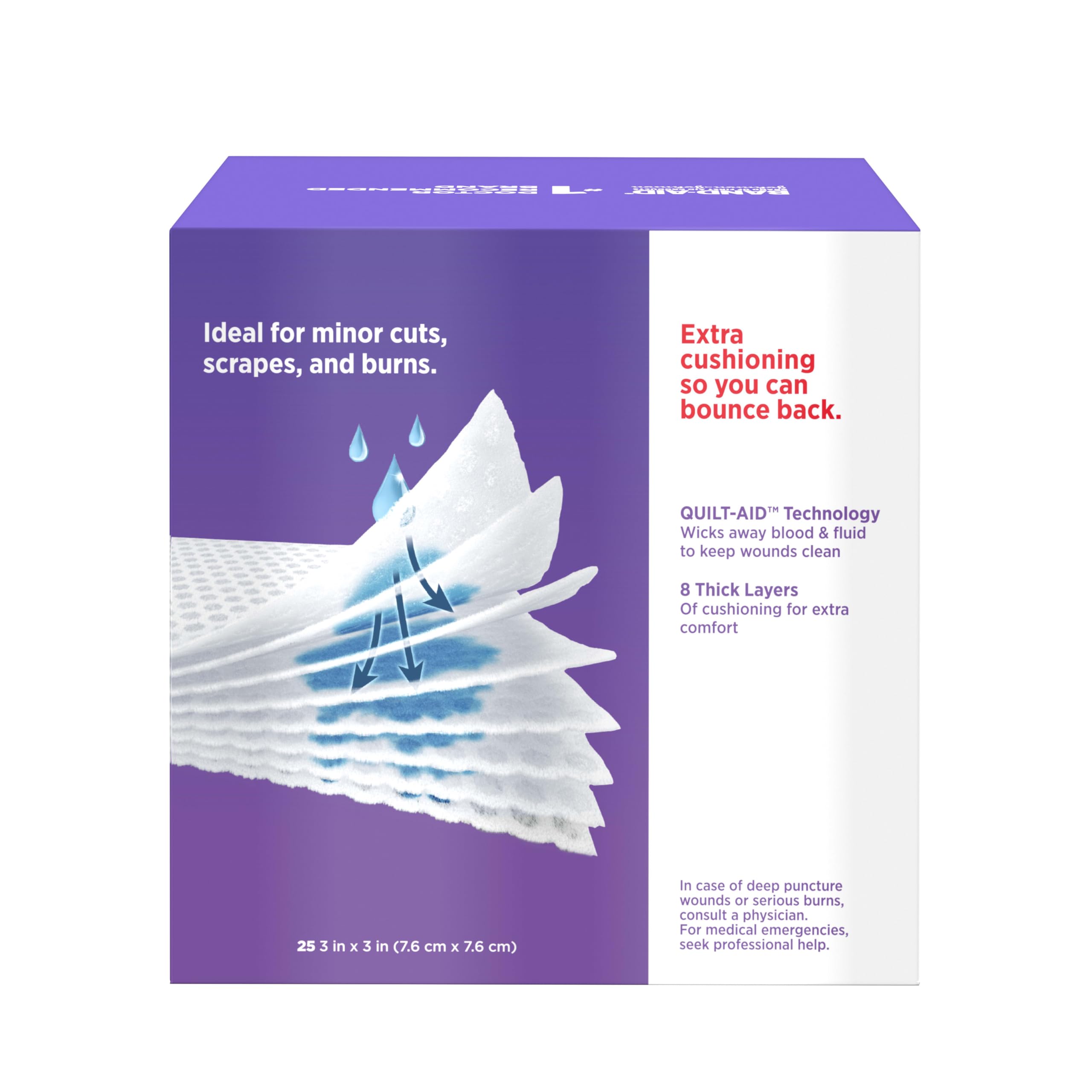 Individually wrapped sterile gauze pads BAND-AID Cushion-Care