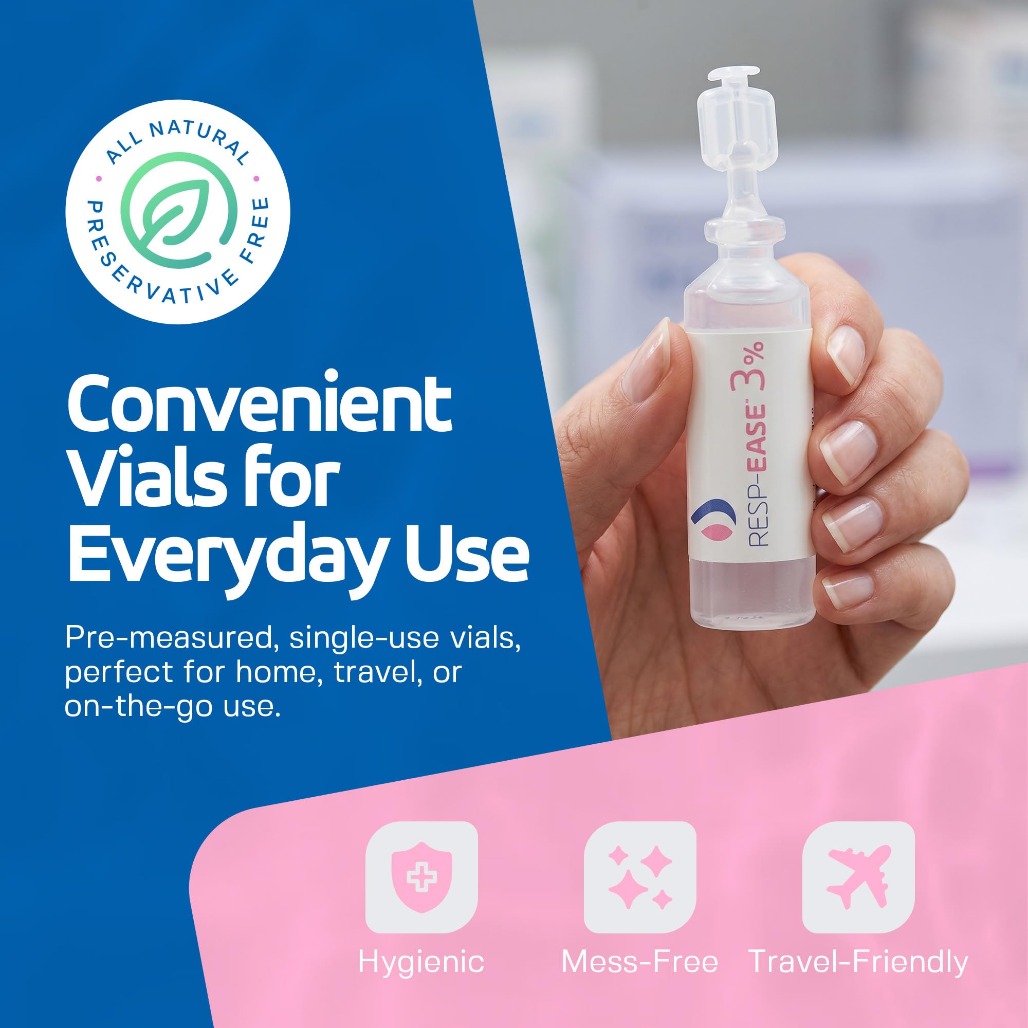 Hypertonic saline nasal irrigation 4ml ampoules close up