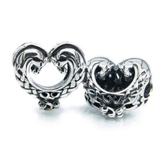 Sterling silver Celtic Infinity Knot heart charm with two horses