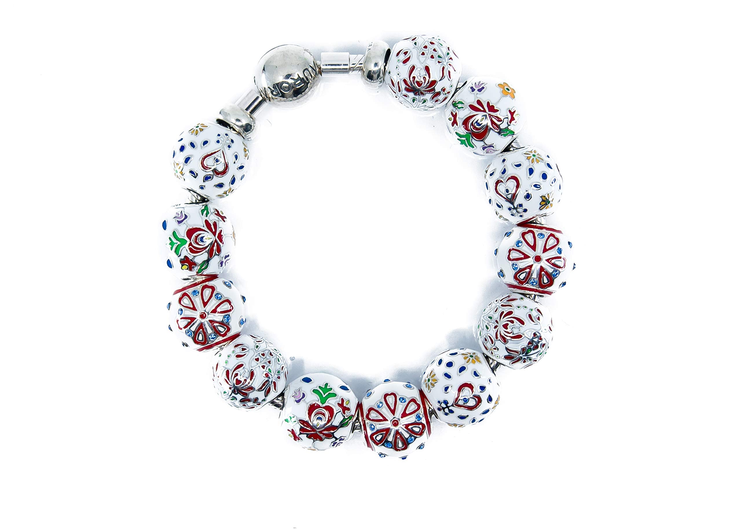 Matyo flower themed charm bead compatible with Pandora