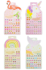 Sticker earrings for girls 30-pair pack