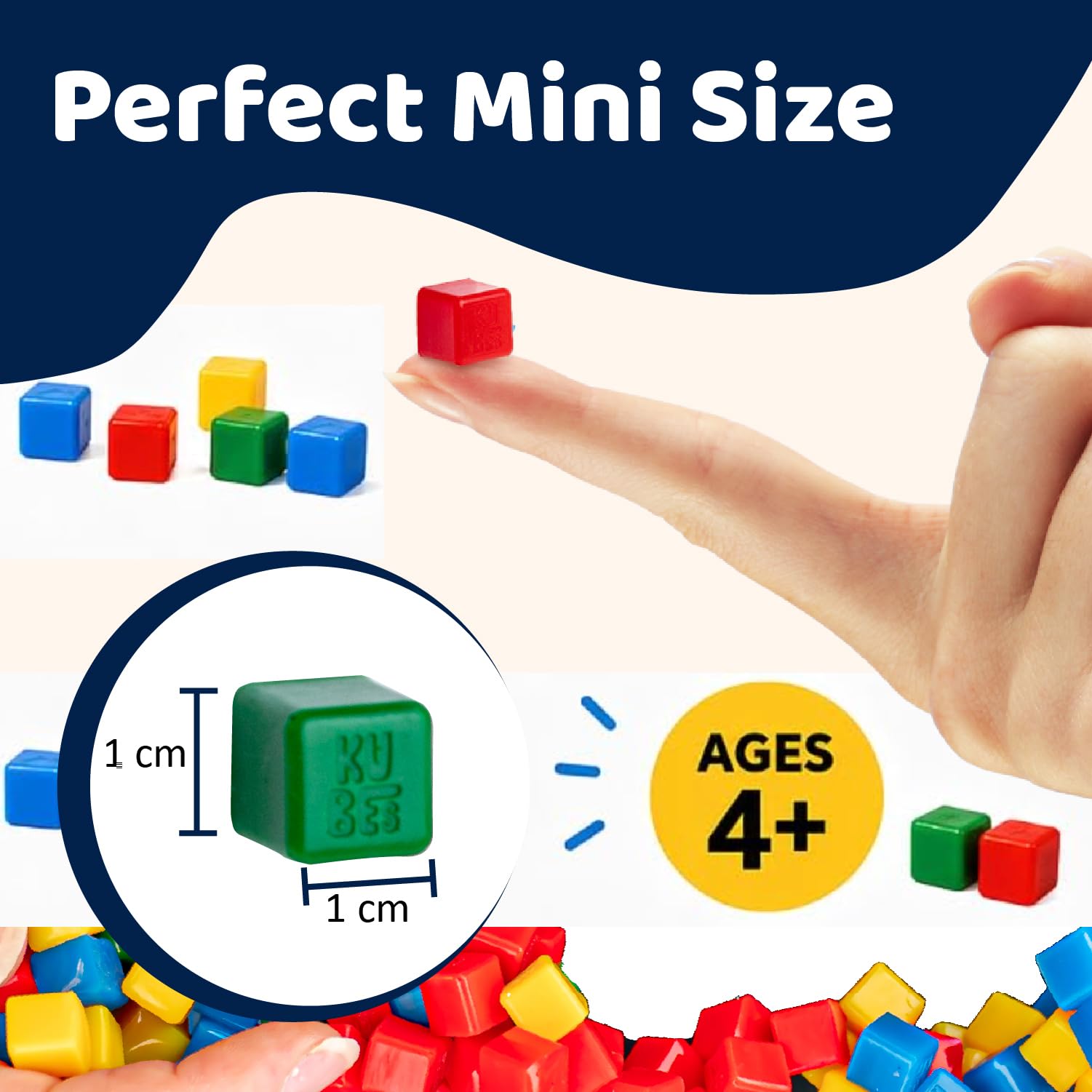 StickiKubes mini stacking cubes packed in a plastic tub