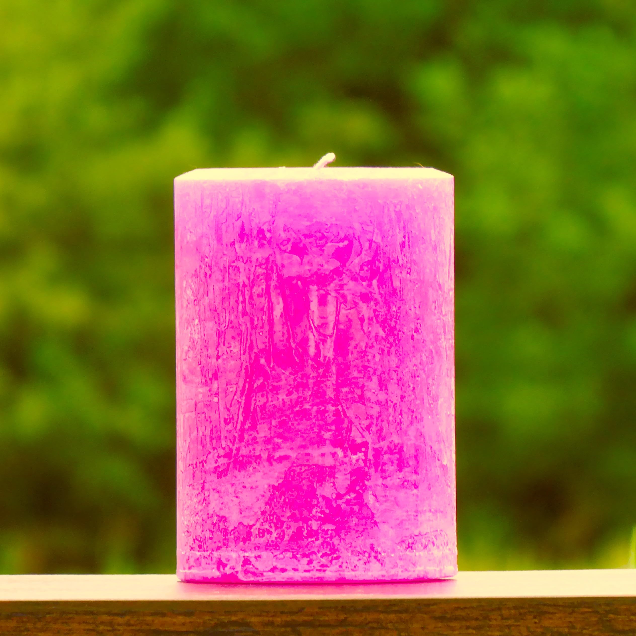 Unscented pink pillar candle handmade in Missouri, USA