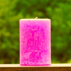 Unscented pink pillar candle handmade in Missouri, USA