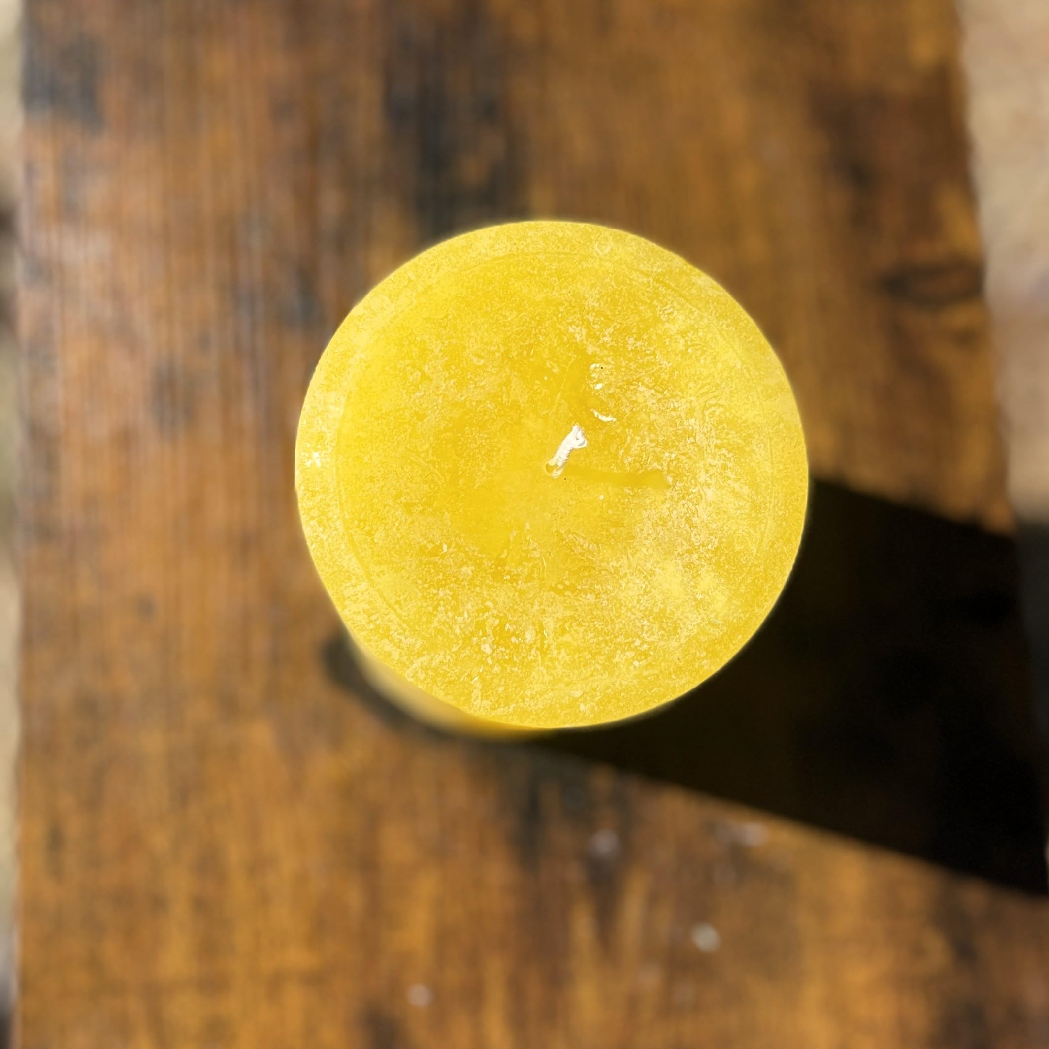 Still Water Candles yellow gold pillar candle 4x4 rustic texture