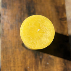 Still Water Candles yellow gold pillar candle 4x4 rustic texture
