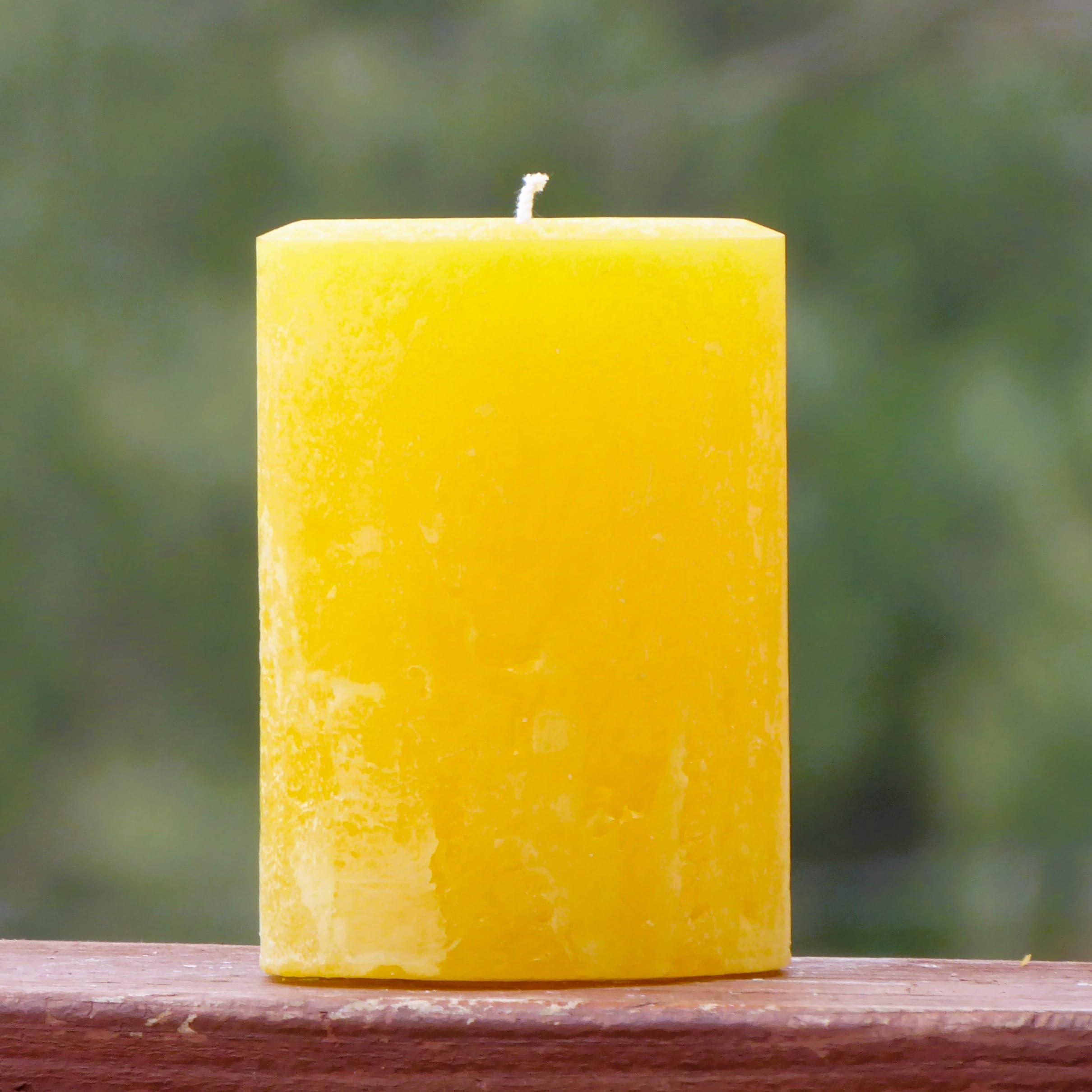 Still Water Candles yellow gold pillar candle 4x6 rustic texture