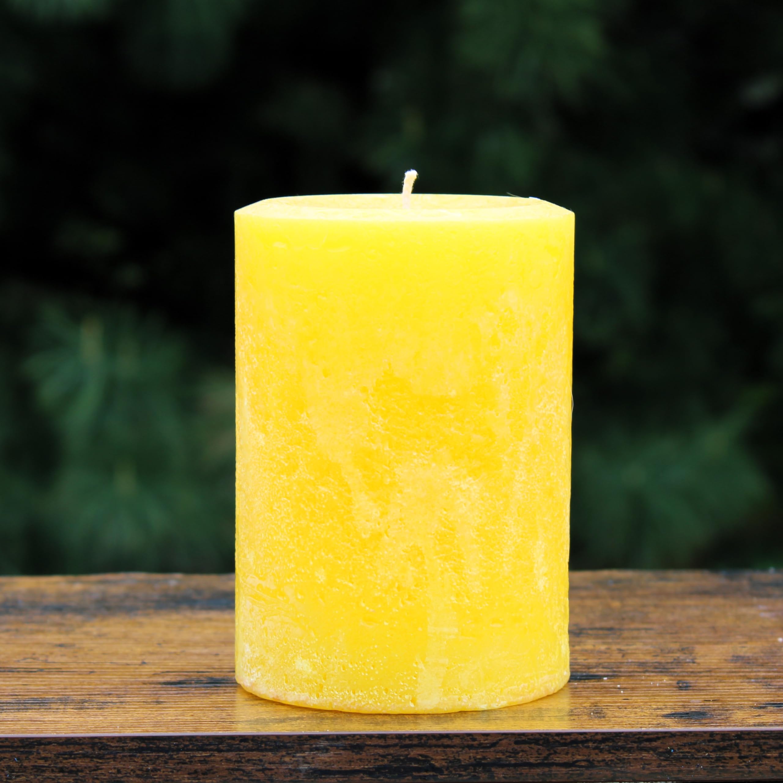 Still Water Candles yellow gold pillar candle 6x9 rustic texture