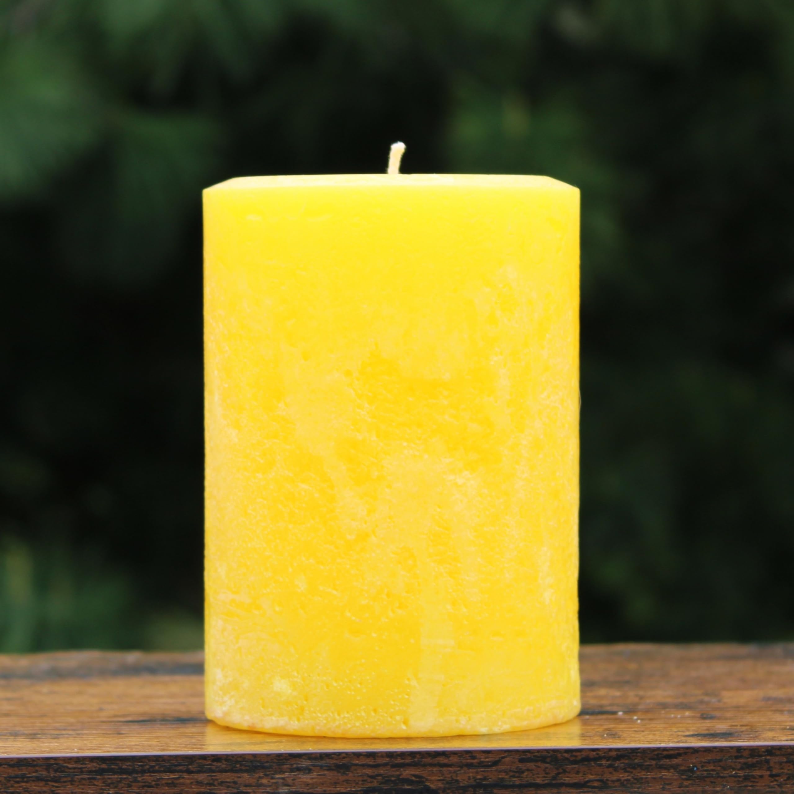 Still Water Candles yellow gold pillar candle 7x12 rustic texture