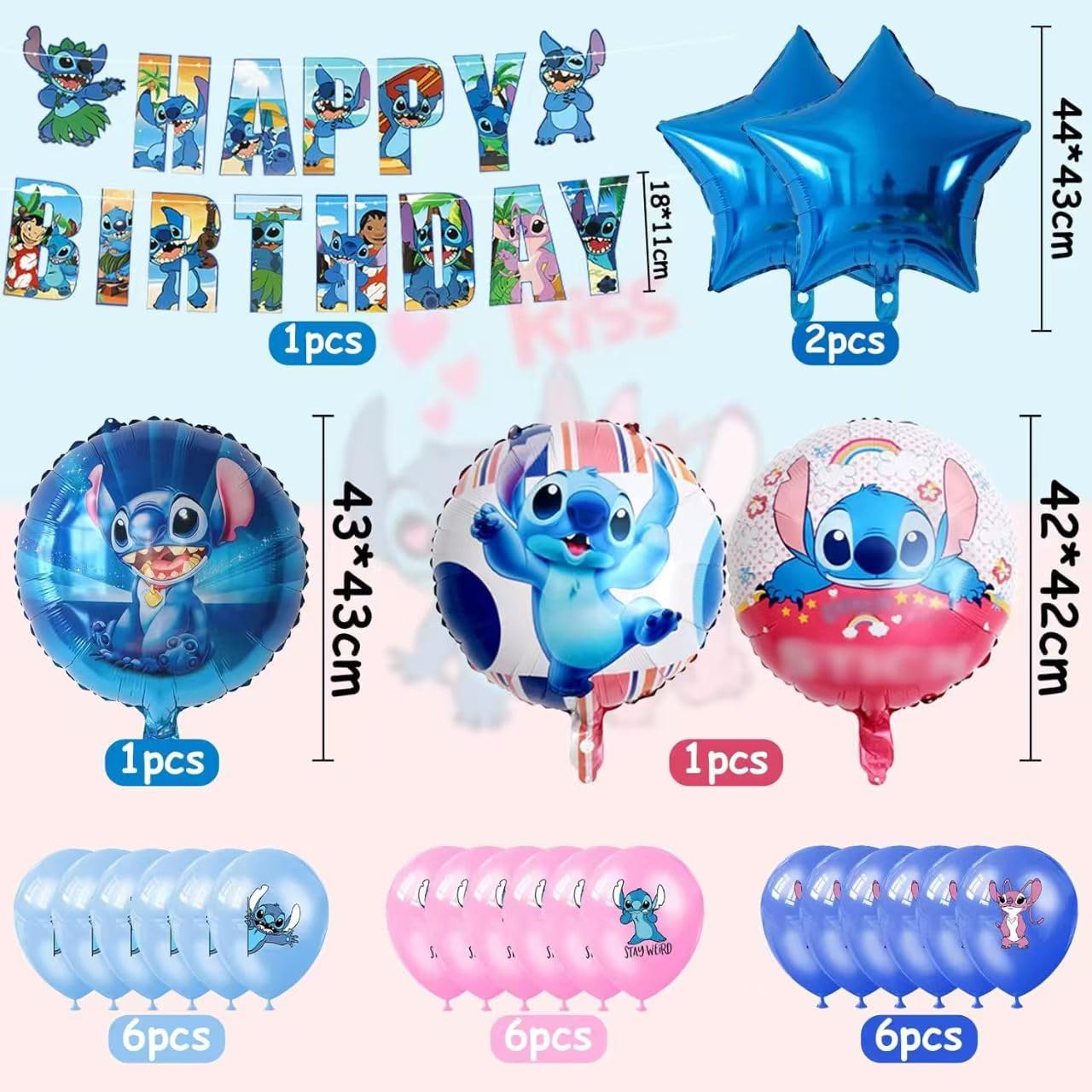 Stitch 39PCS balloons for kids party