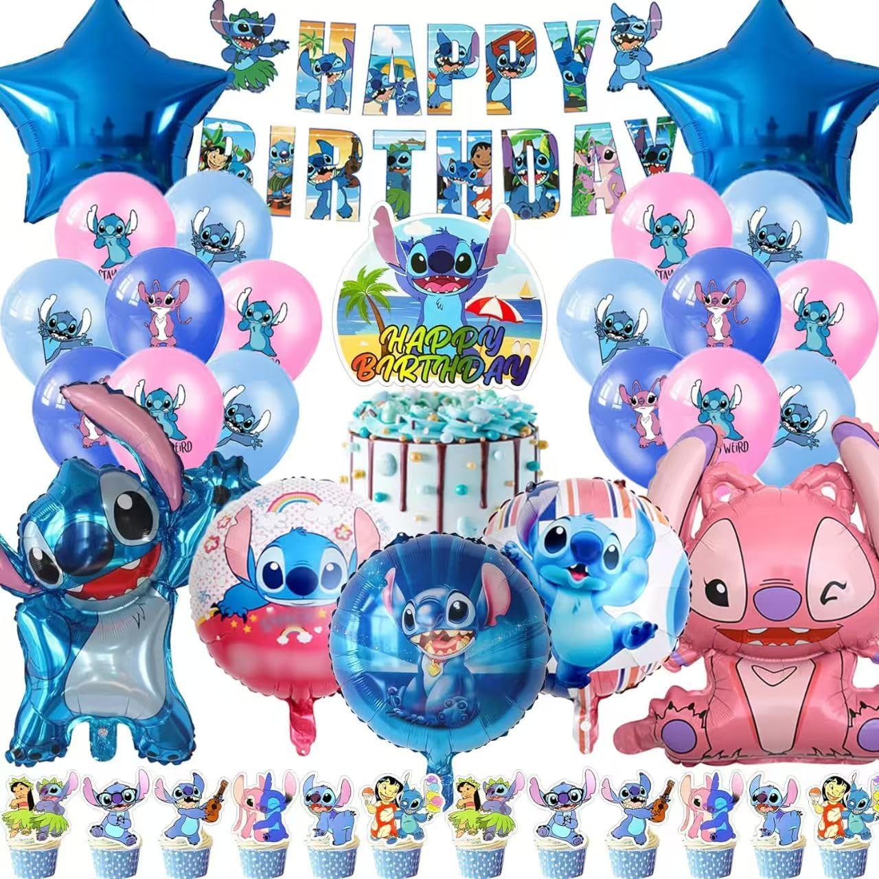 Stitch 39PCS banner for birthday party