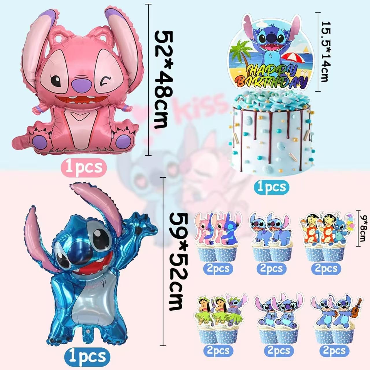 Stitch 39PCS cake toppers for birthday cake