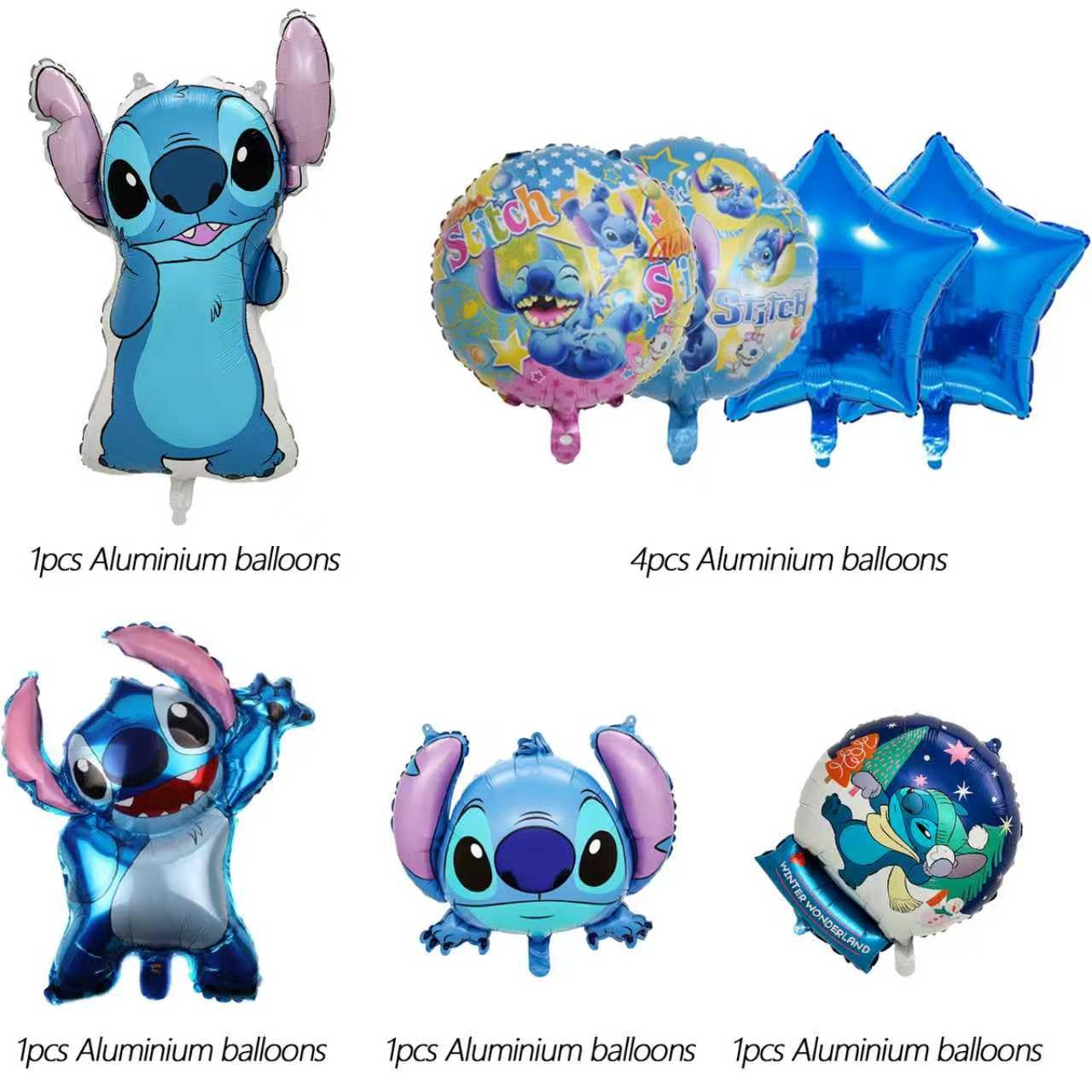 8-piece Stitch aluminum balloon set with Stitch classic design