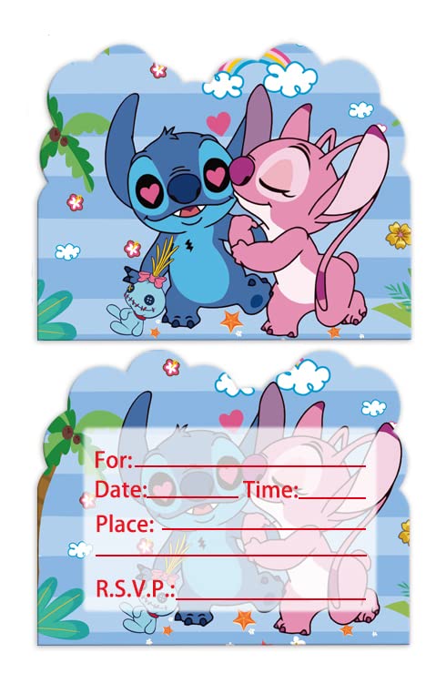 Stitch themed invitation cards decoration image