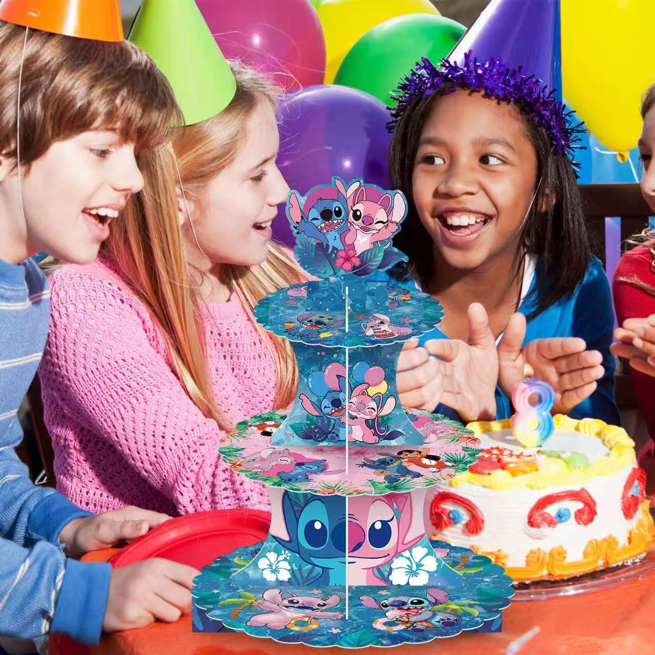 Birthday party decor packaging for Stitch Three-Tiered Cupcake Stand