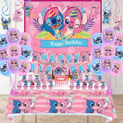 Stitch cake toppers tablecloth and other party decorations