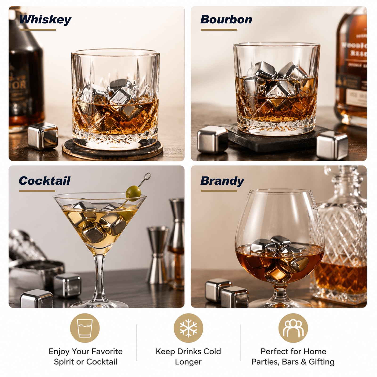 Food-grade 304 stainless steel ice cubes for beverages