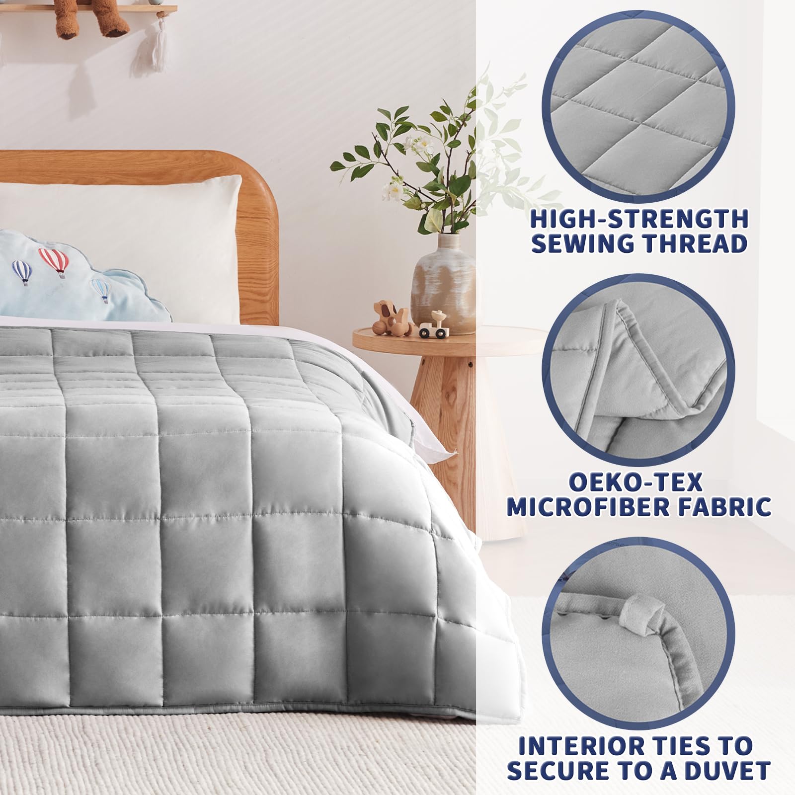 Stone Grey weighted blanket for kids by Anfie