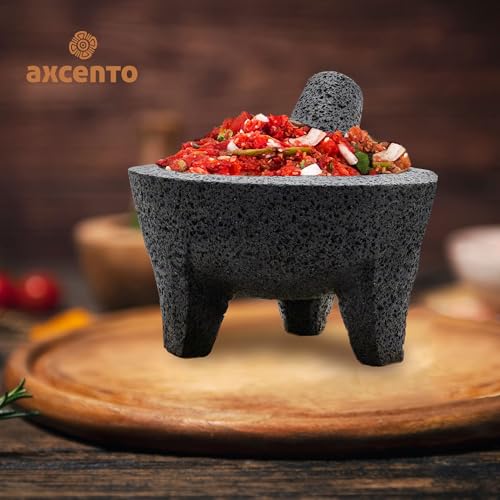 Stone mortar and pestle set for grinding spices