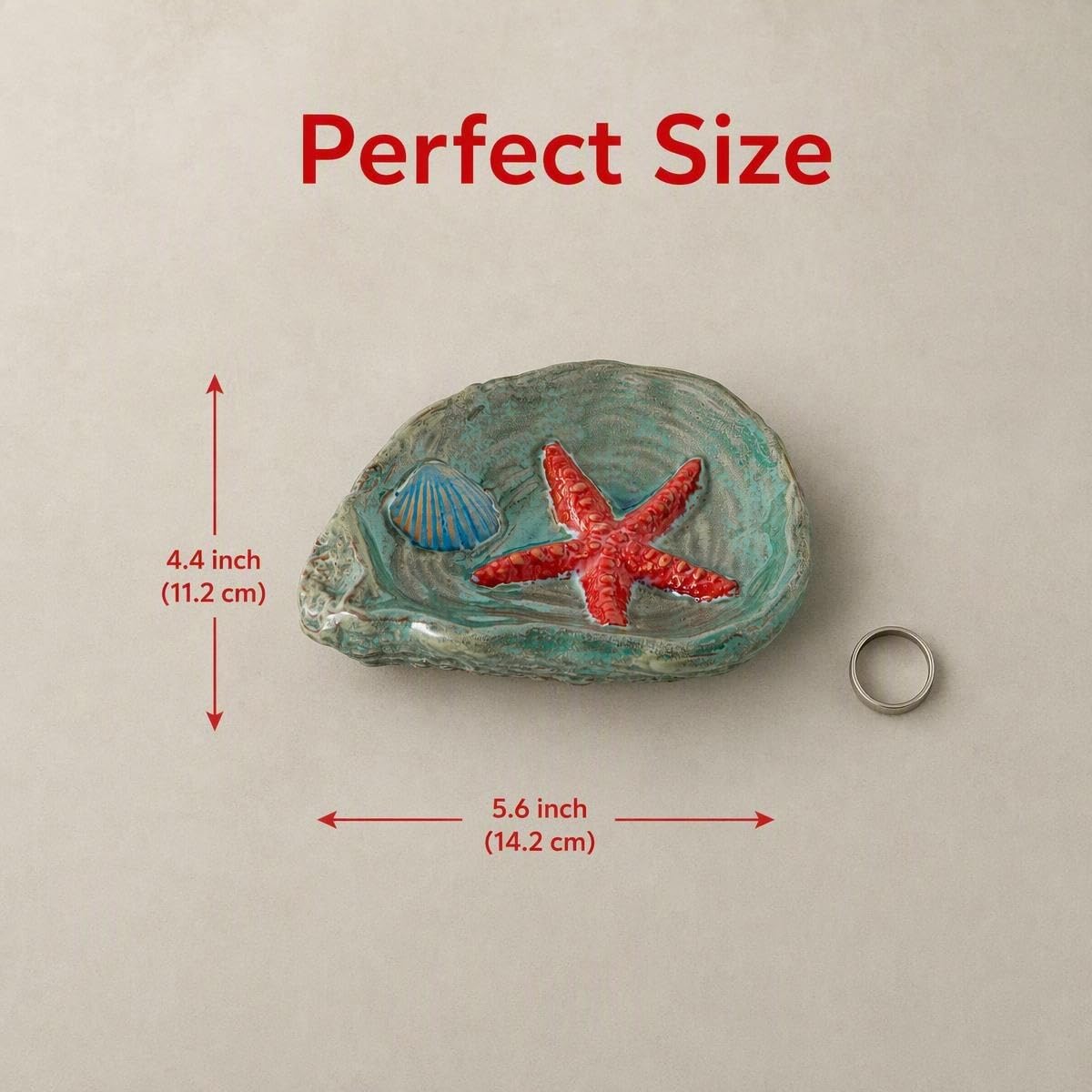 Heavy-duty ceramic spoon rest with shell accents