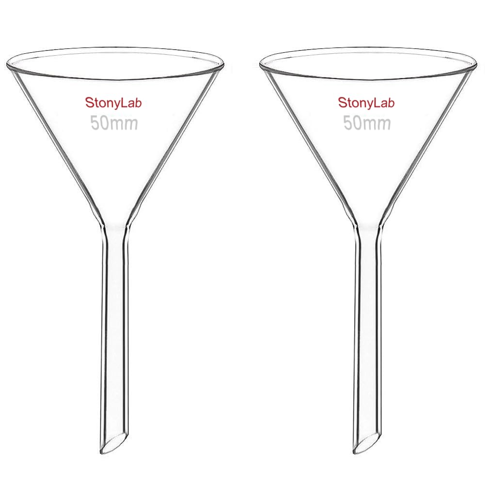 StonyLab 2-pack glass heavy wall funnel front view 50mm diameter