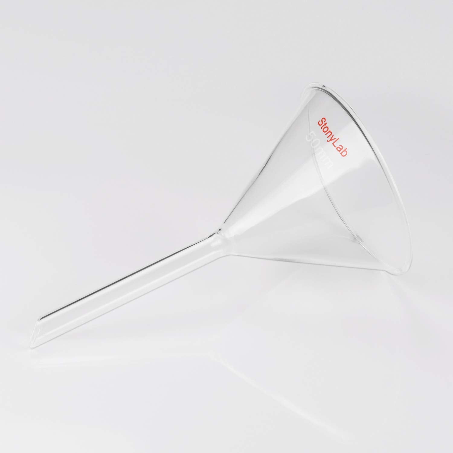 Borosilicate glass funnel with 50mm stem length