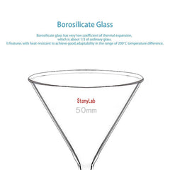StonyLab borosilicate glass funnels 2-pack packaging