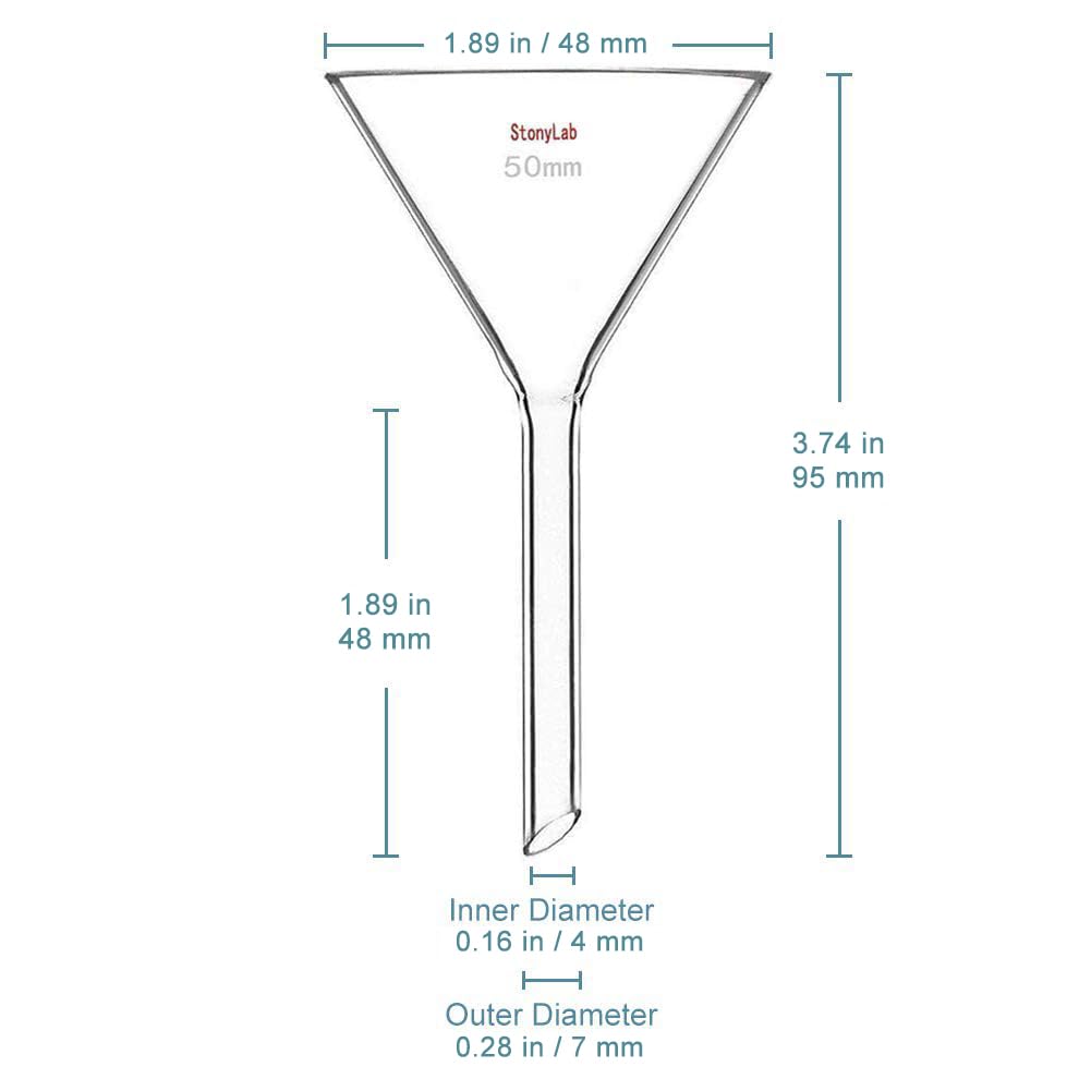 StonyLab borosilicate glass funnel 50mm diameter close up