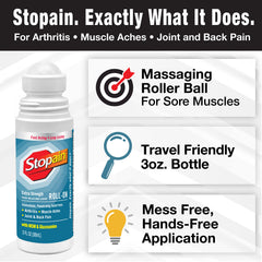 Stopain usa made topical analgesic roll on gel packaging