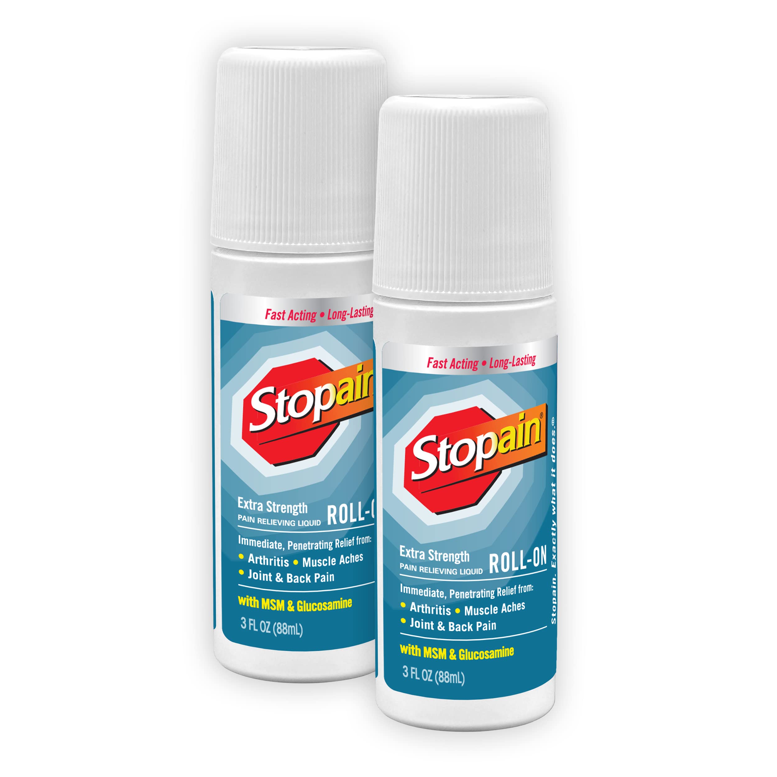 Stopain pain relief roll on gel 3oz bottle with 2 pack