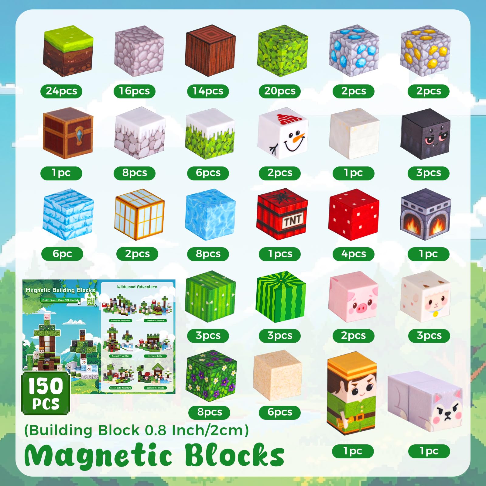 Foldable storage bag for quick cleanup with forest explorer blocks