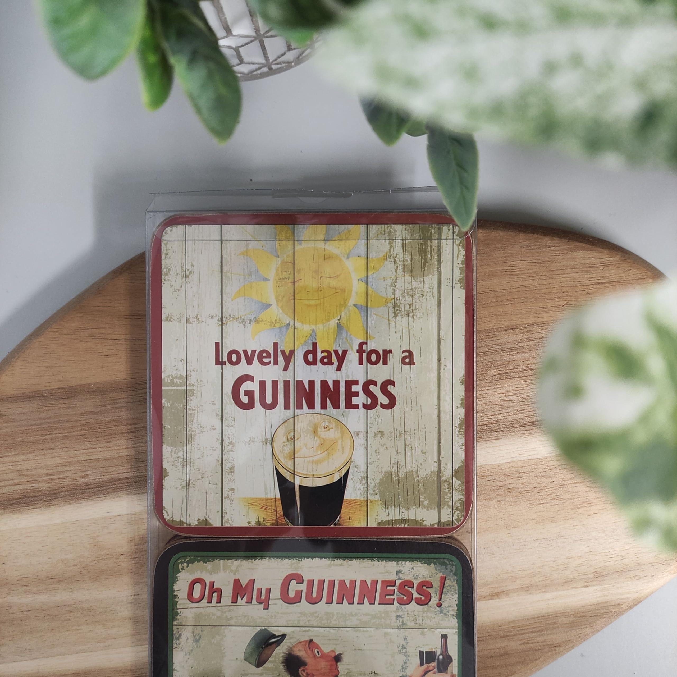 Six Guinness cork backed coasters for surface protection