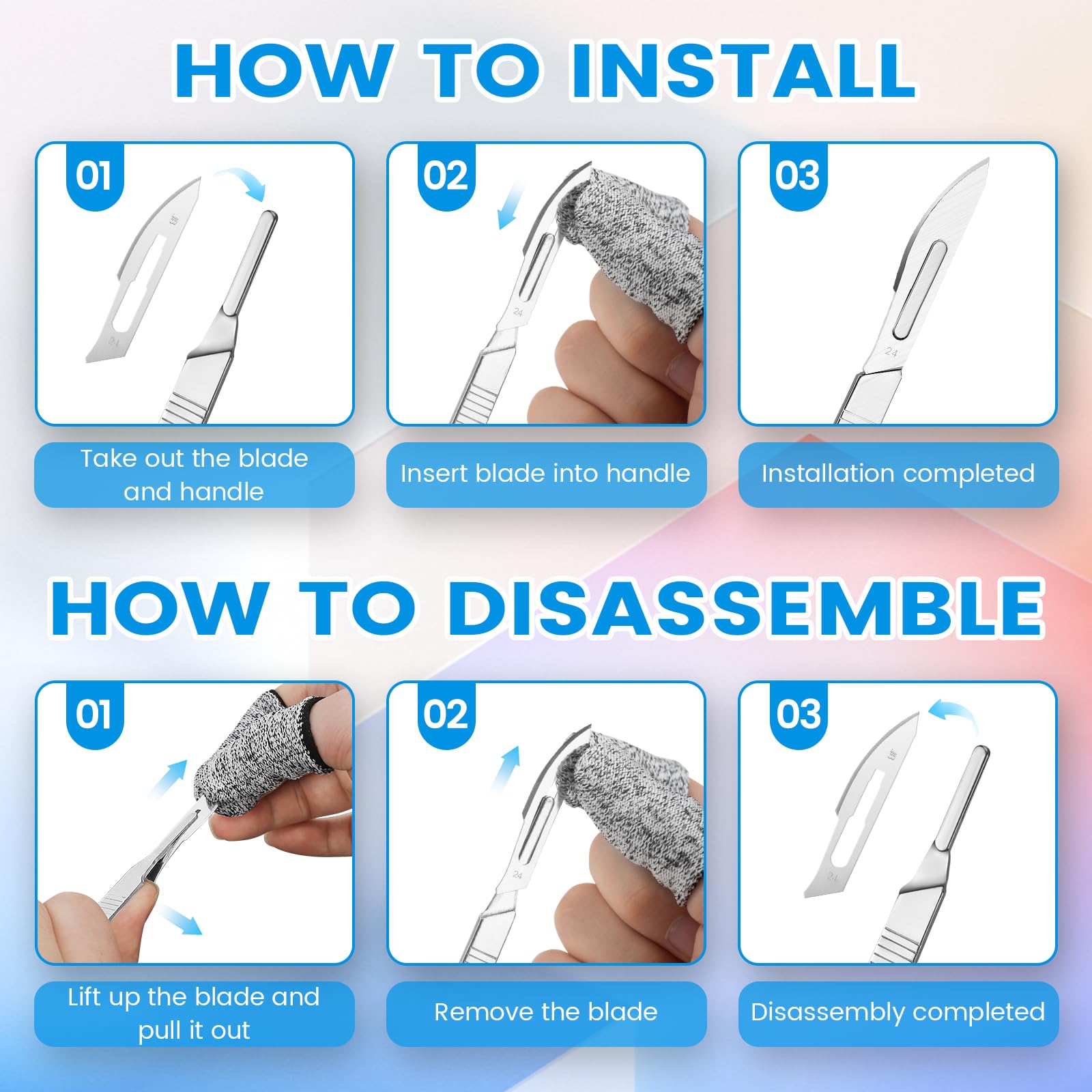 finger guards included for safe blade changes