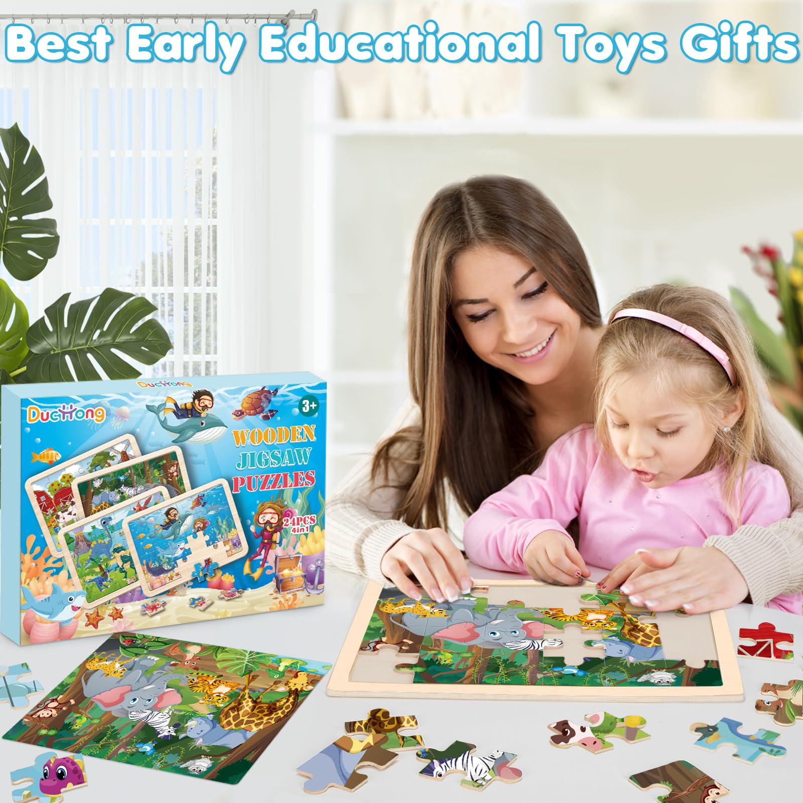 Removable illustration guide and storage tray for puzzles
