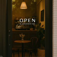 Storefront window decal for appointment policy