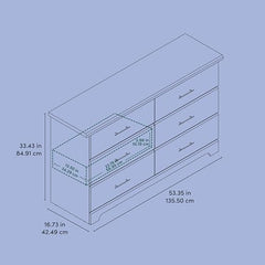 Six large drawers with euro-glide tracks on Brookside dresser