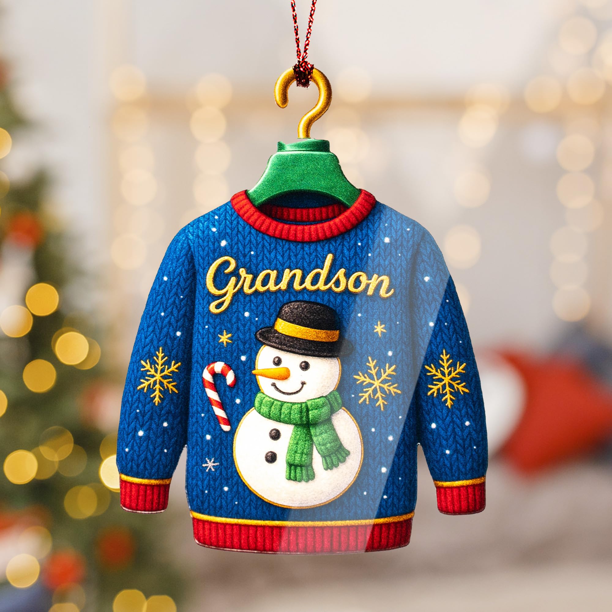 Intricate motifs on Grandson Christmas Ornament 2025