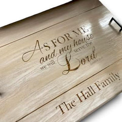 Stove cover As for me and my House with Family Name front view