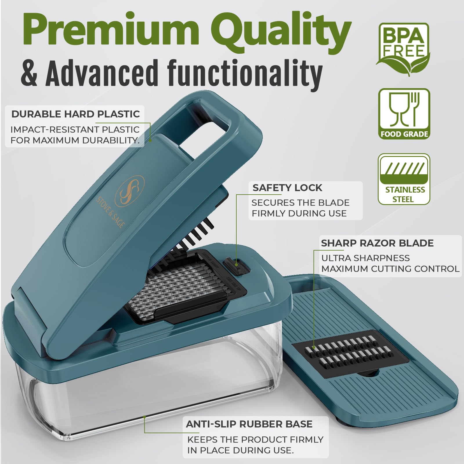 Stove & Sage mandoline slicer attachment on chopper