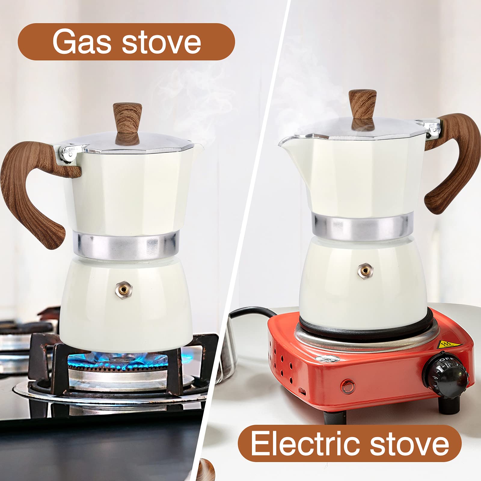 Camping stove compatible moka pot for outdoor brewing