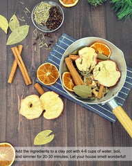 Stovetop potpourri with dried apple and orange slices