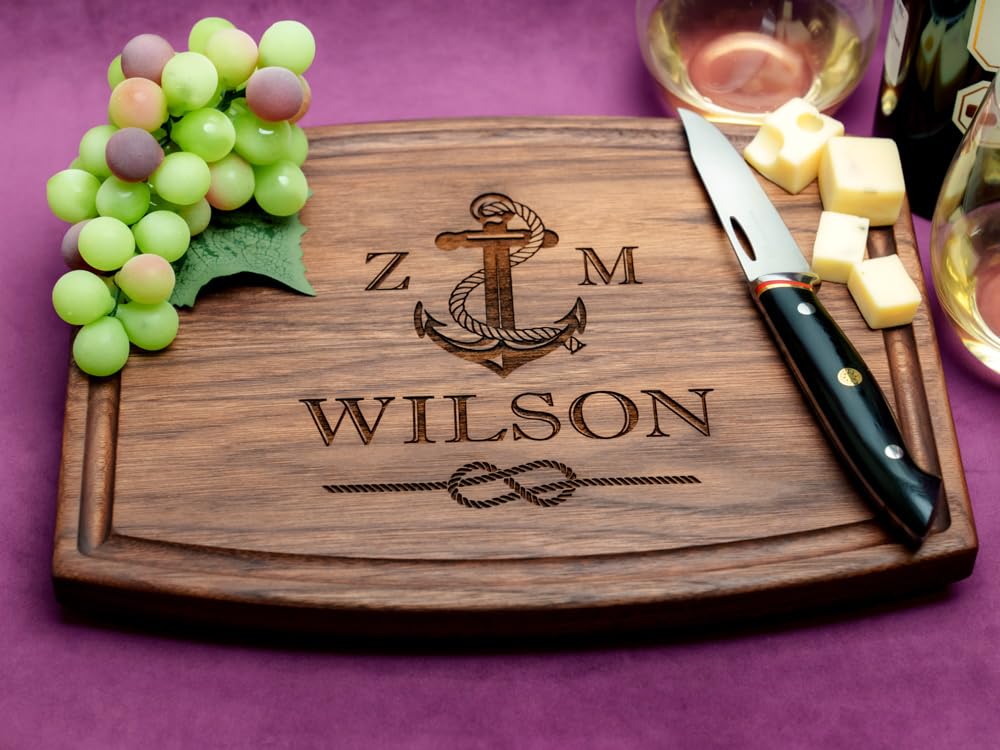Straga handmade wood engraved charcuterie board close up