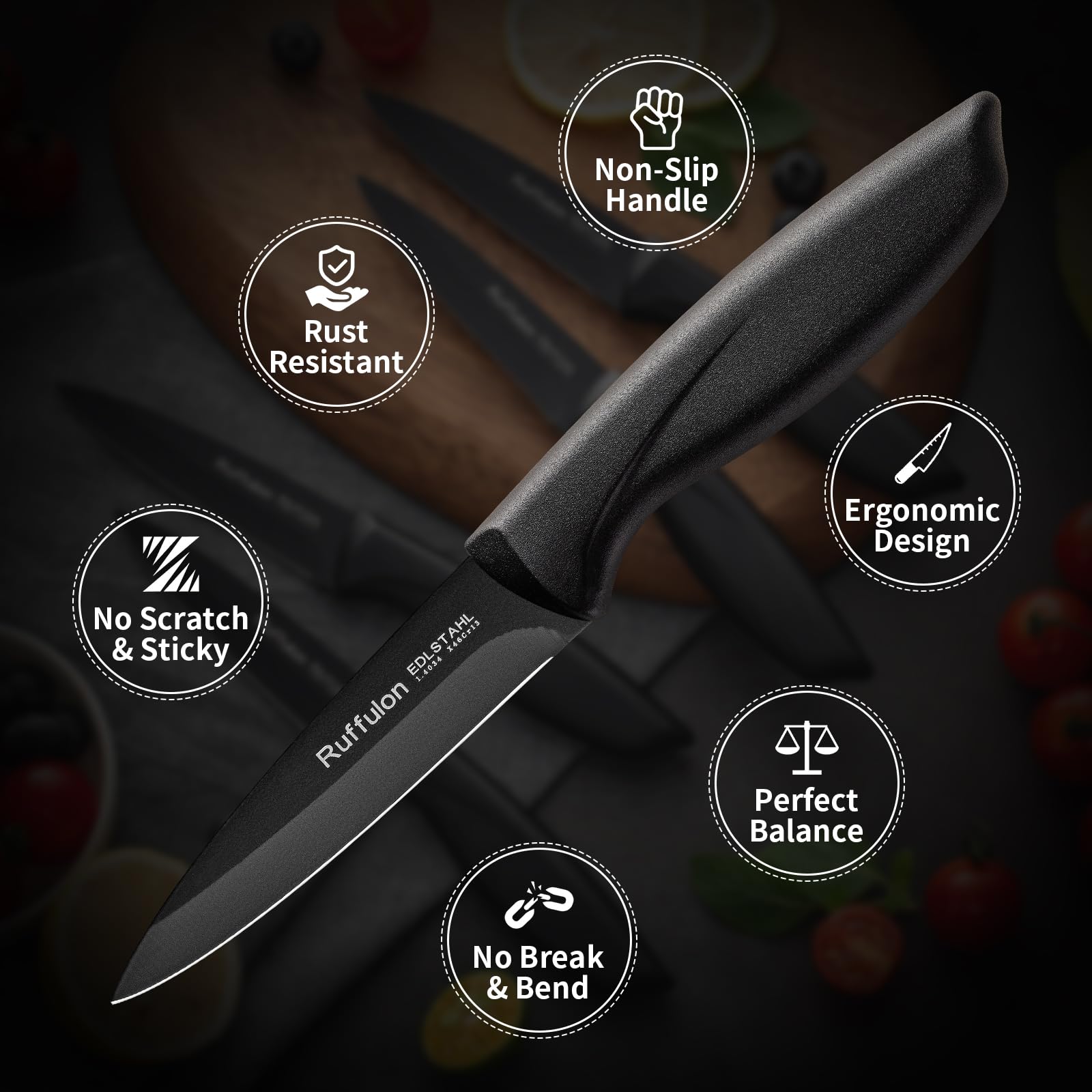 straight blade with pointed tip designed for fruits and vegetables