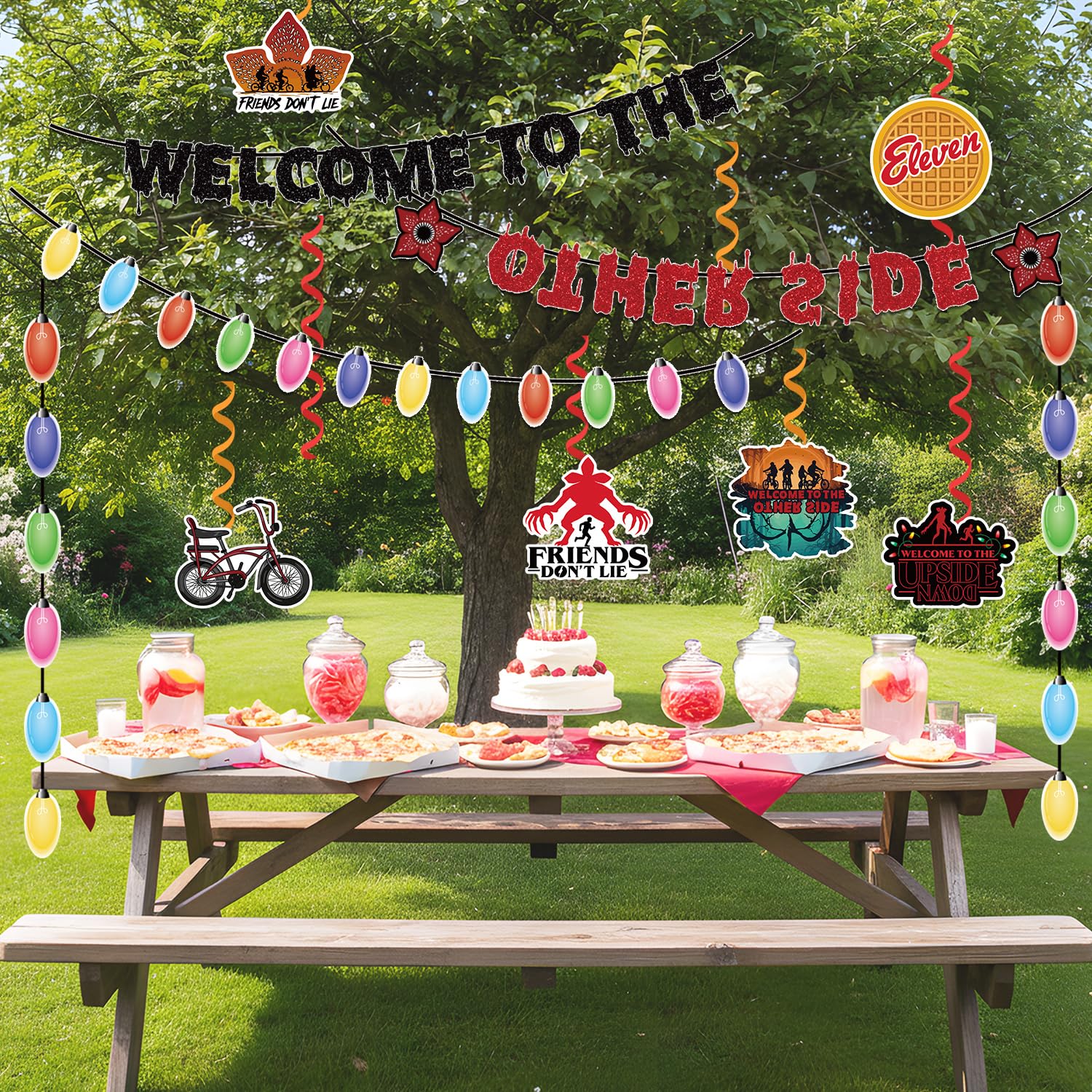 Cardstock party decorations for Stranger themed event