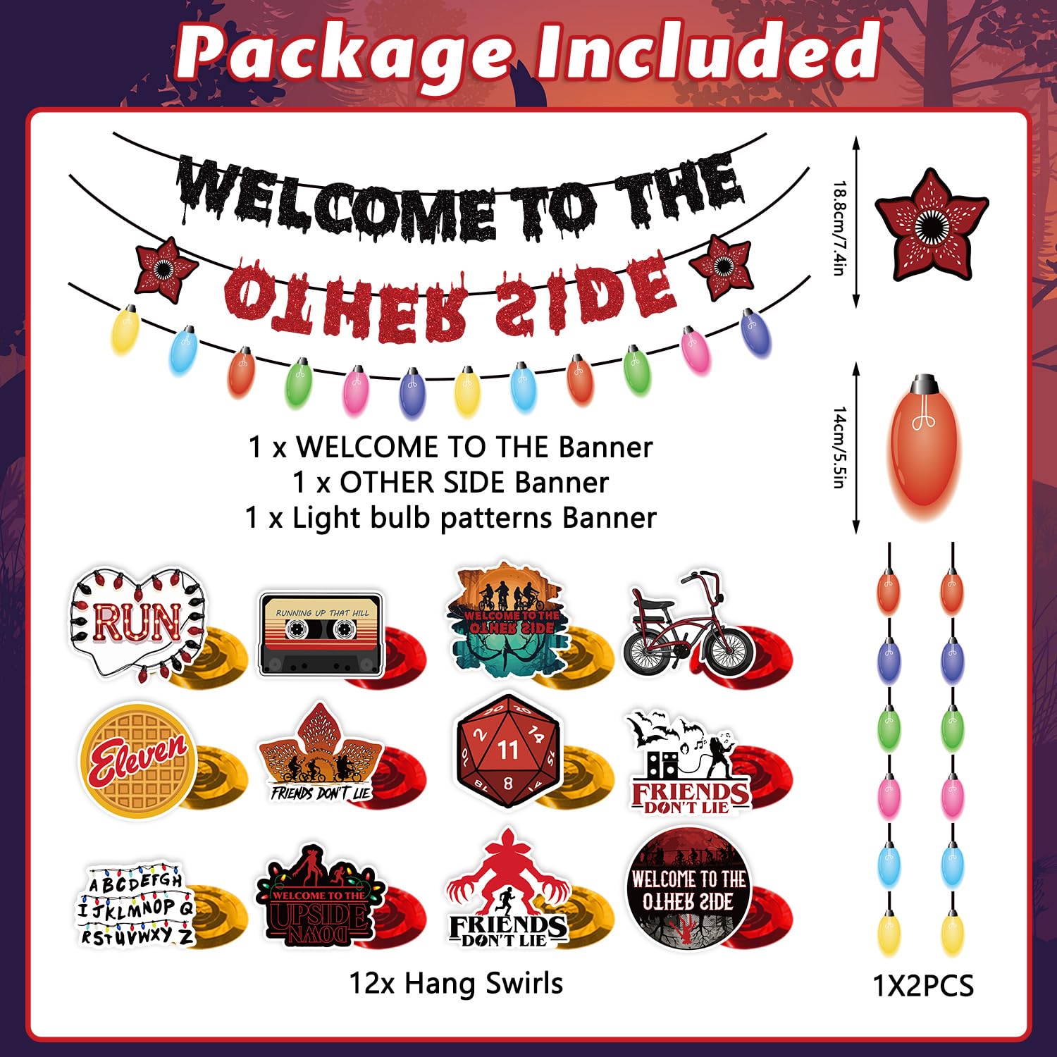 Three banners included in Stranger Birthday Party Decorations