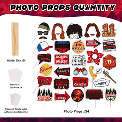 Stranger photo booth props with wooden sticks and dot glue