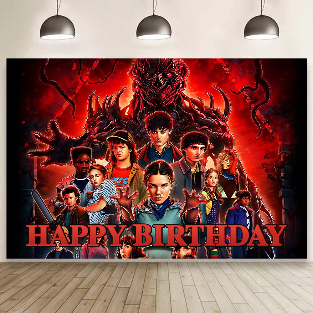 Stranger Season 5 Things birthday banner backdrop 5x3ft