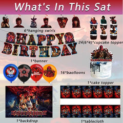 Stranger Things banner included in party kit
