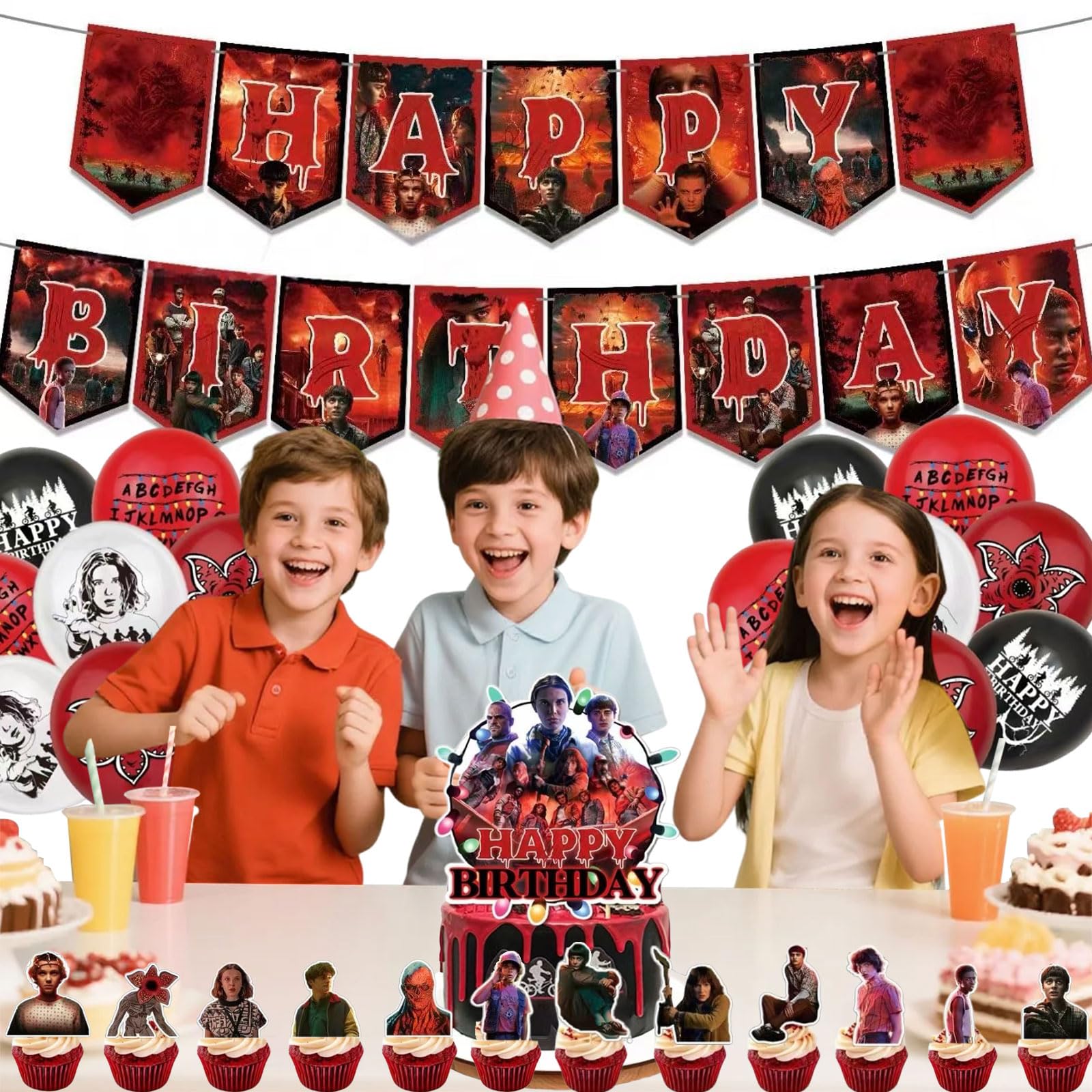 Stranger TV Birthday Decorations cake topper